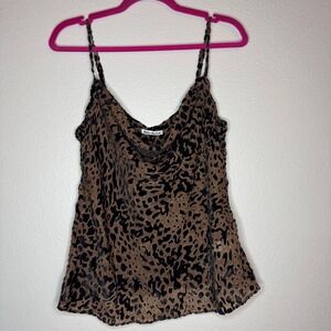 Reformation Leopard Print Cowl Neck Camisole Top Women's Size L